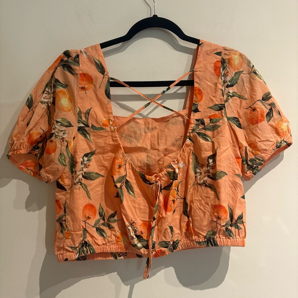 LOFT Orange Harvest Criss Cross Back Cropped Top size M - Picture 4 of 6